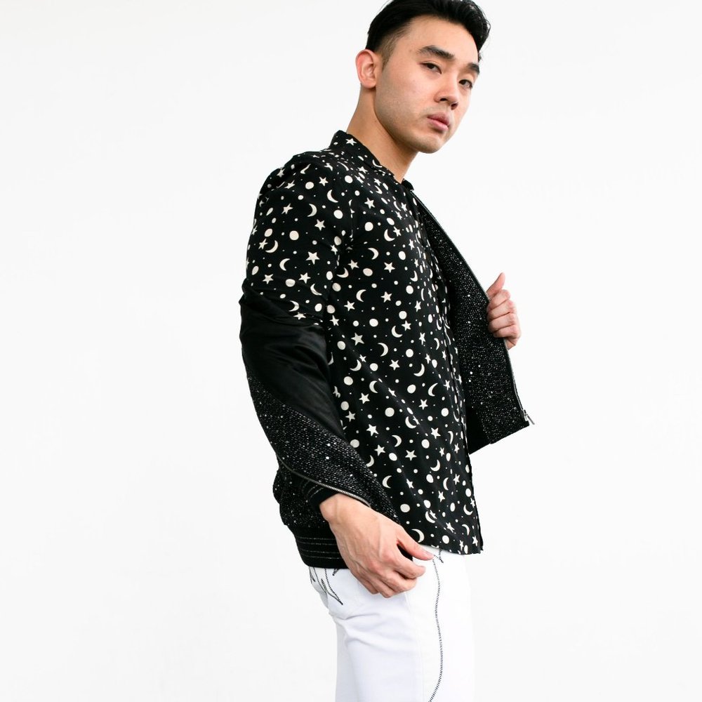 Saint Laurent Black Star & Moon Long Sleeve Button Up Shirt